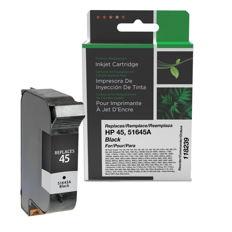 Black Ink Cartridge for HP 51645A (HP 45)