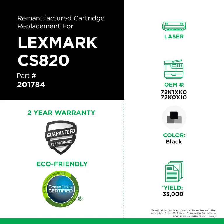 Lexmark CS820 extra-high-yield black North American Remanufactured toner