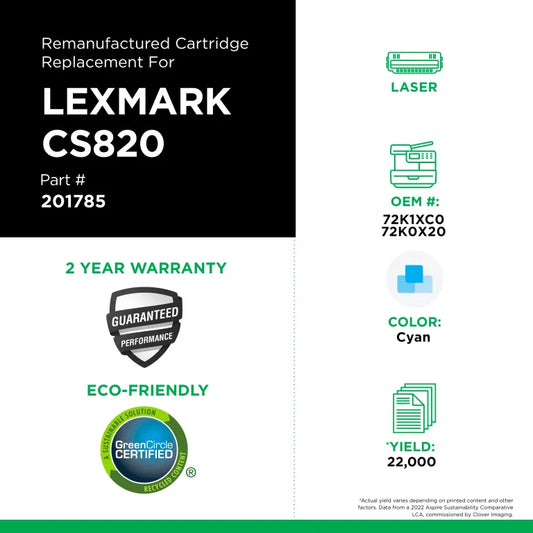 Lexmark CS820 extra-high-yield cyan North American Remanufactured toner